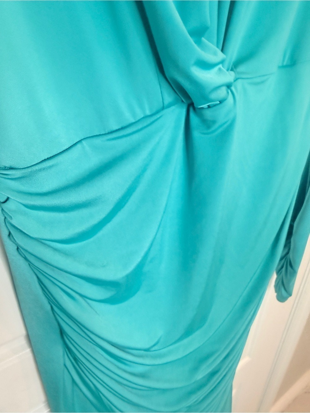 Marciano Turquoise Draped Asymmetric Dress Medium - Picture 5 of 6